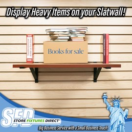 12" Black Heavy Duty Slatwall Shelf Bracket with Support & Lip - 4 Pack