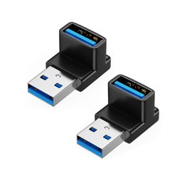 JZK 2PCS 5V 3A 90 Degree right angle USB 3.0 adapter, 10Gbps USB A male to female connecter coupler, OTG fast data transfer USB angled plug for hard drive, external SSD, laptop