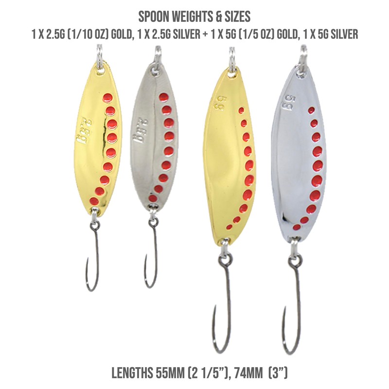 Fish Rig Small Premium Spinners and Spoons - 8pcs Barbless