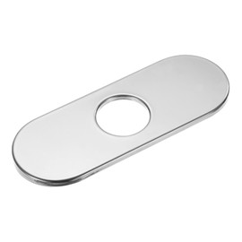 M METERXITY Faucet Deck Plate, 6 Inch Oval Hole Cover Deck Plate for Bathroom/Kitchen Sink, 304 Stainless Steel Escutcheon Faucet Plate [Silver Tone]