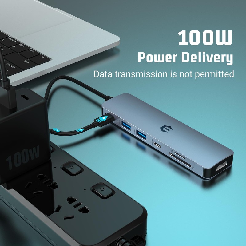 oditton USB C HUB, 7 in 1 Hub Adapter, HDMI