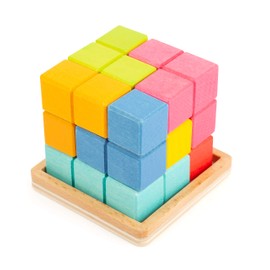 small foot 11346 3D Puzzle Cube Consisting of 7 Pieces, Thinking Game from 5 Years Toy, Multicoloured