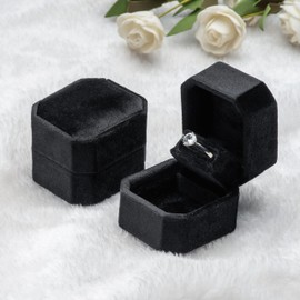 Giftop Small Velvet Single Ring Box for Engagement Proposal Wedding,Jewelry Ring Gift Box Jewelry Packaging Box (Black)