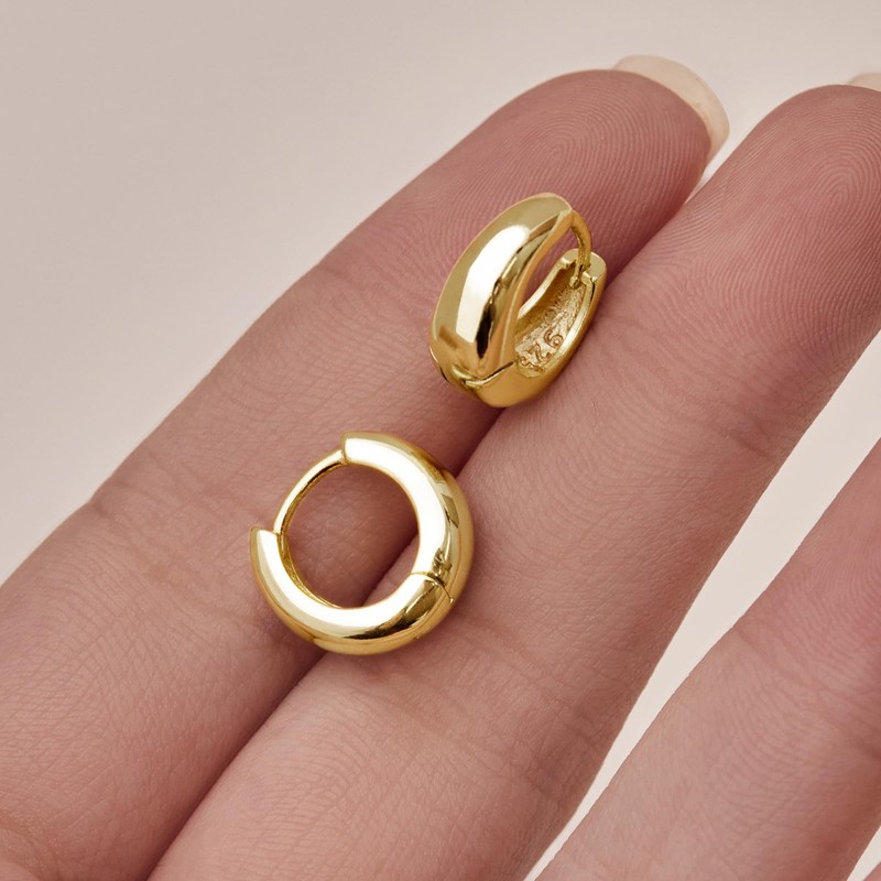 Poxtex Small Gold Huggie Hoop Earrings Set for Women, 14K