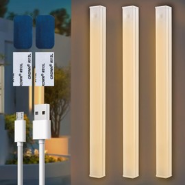 VKUJDT 3 Piezas Luz Led con Sensor de Movimiento, Lampara Led Recargable por USB con Brillo Ajustable, Luces para Debajo del Clóset con Banda Magnética, Adecuada para Taquillas, Dormitorios (30 CM)