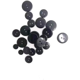 200Pcs Resin Buttons, BetterJonny Black Round Buttons 2 Holes Sewing Buttons 3 Sizes Buttons for DIY Sewing,Craft Ornament Manual Sewing Painting (10mm 15mm 20mm)