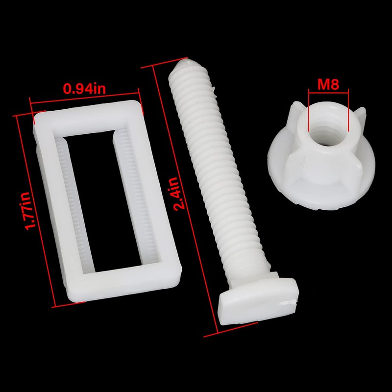 Rectangular Toilet Seat Hinge Bolt Screw FMHXG 2PCS 4.5x2.4x6.1cm White