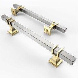 Asidrama 10 Pack 5 Inch(128mm) Brushed Satin Nickel and Gold Kitchen Cabinet Handles, Cabinet Pulls Kitchen Cabinet Hardware for Cupboard Drawer Pulls
