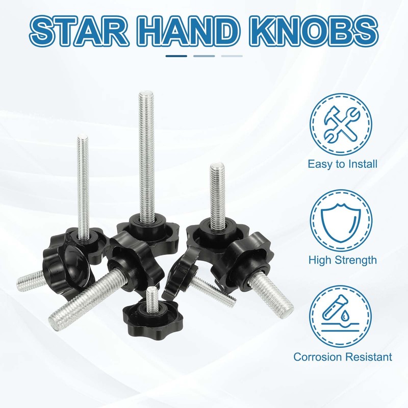 PATIKIL M6 x 20mm Thread Star Knobs, 6Pcs Plastic Star