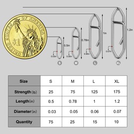 Kiqeres 125 Pcs Fishing Power Speed Clips (S:75, M:25, L:15, XL:10), High Strength Stainless Steel Speed Clip for Fishing Lure Quick Change, Freshwater Saltwater Lure Connector Tackle (Silver)