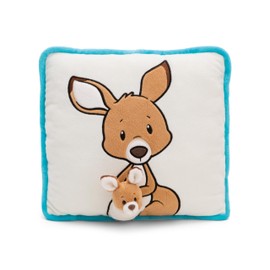 NICI Kangaroo Cushion with Kangaroo Baby 7 cm 30 x 30 cm - Brown - Fluffy Cuddly Toy Cushion for Boys, Girls, Babies and NICI Cuddly Toy Lovers, Cuddly Cushion for Home or on the Go - 61730