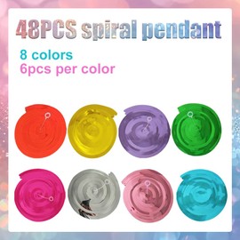 Pack of 48 Hanging Spirals Grlande Streamers Party Decorations Foil Swirl Ceiling Hanger for Birthday Weddings Christmas Carnival Decoration