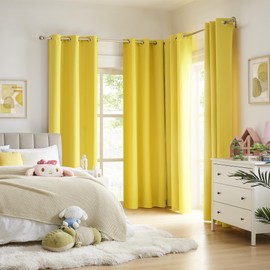 DUALIFE Blackout Curtains 72 Inch Length for Bedroom Grommet Thermal Insulated Light Blocking Curtain for Living Room, Set of 2 Panels (42 Wx 72 L,Illuminating Yellow)