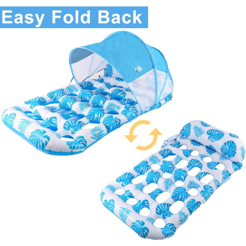 COOLCOOLDEE Inflatable Pool Float with UPF 50+ Sunshade Canopy,Extra Large