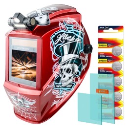 TRQWH Welding Helmet Auto Darkening Large Viewing True Color Solar Powered Welding Hood with 4 Arc Sensor Adjustable Wide Shade Range 4~5-8/9-13 Welder Mask for TIG MIG ARC Weld