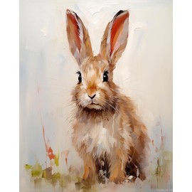 SVINOILER DIY Oil Painting Paint by Number Kit Hare Bunny Rabbit DIY Painting by Number Kits Oil Paint Drawing Canvas Home Decor, 40x50cm Without Frame