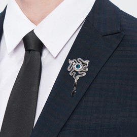 Evil Eye Brooch Pin for Women Men Gold Plated Fashion Crystal Vintage Tassel Brooch Snake Flip Collar Brooch Creative Dress Accessories Party Jewelry Gift Valentine's Day Wedding Father's Day