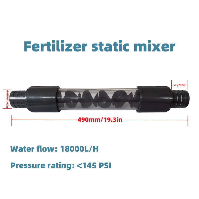 PVC Static Mixer, Fertilizer Mixer for Farm Irrigation, 50MM Barb