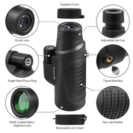 Astromania Monocular Telescope 12x50 HD K9 Prism - High Power & Compact, Waterproof, Fogproof, Shockproof for Birdwatching, Camping, Wildlife - Multi-Coated Optics, Rubber Armor & Non-Slip Grip