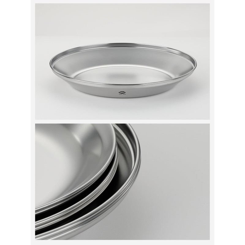 Camping Moon S397-23 Tableware, Camping Plate, Stainless Steel, φ9.3 inches