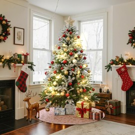Christmas Tree Skirt 30 inch, Velvet Xmas Tree Skirt with Snowflake Winter Christmas Tree Mat for Small Mini Pencil Slim Artificial Trees Winter Home Party Indoor Xmas Decor (Pink, 75cm)