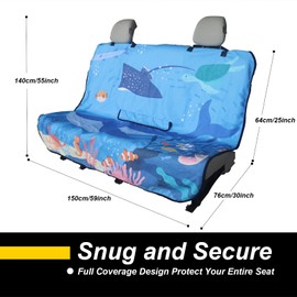 LoyaGour Back Seat Cover for Car Trucks Van SUV,Waterproof Rear Bench Towel Seat Covers for Dogs and Kids,Automotive Backseat Protector (Seaworld)