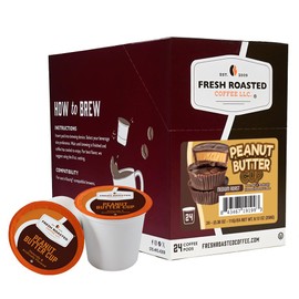 Fresh Roasted Coffee, Peanut Butter Cup, Flavored Coffee Pods, K-Cup Compatible, 24 Count