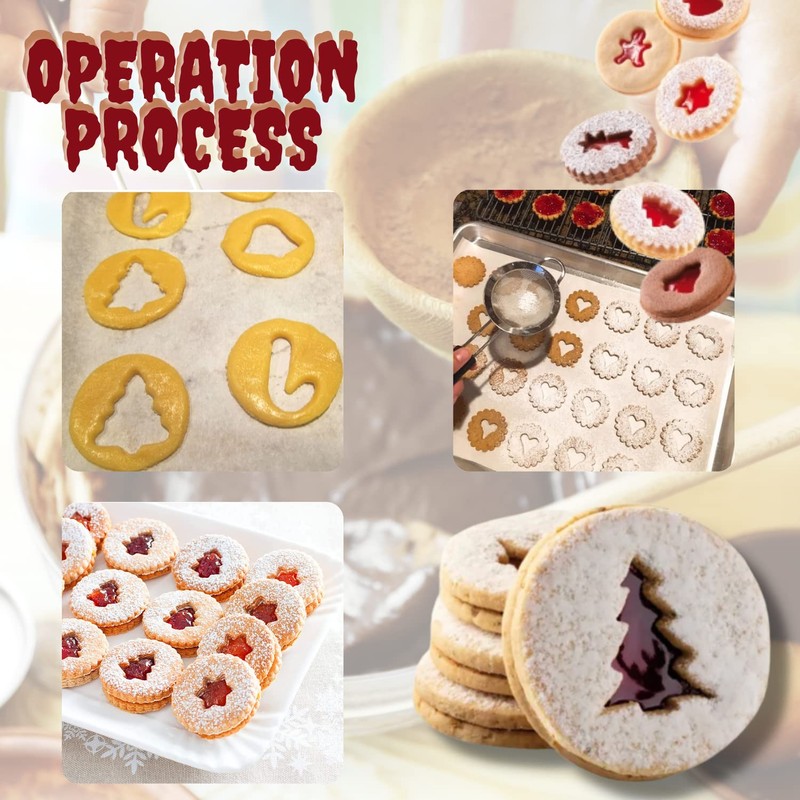 Crethinkaty 9 Pcs Mini Christmas Linzer Cookie Cutters Set, Christmas