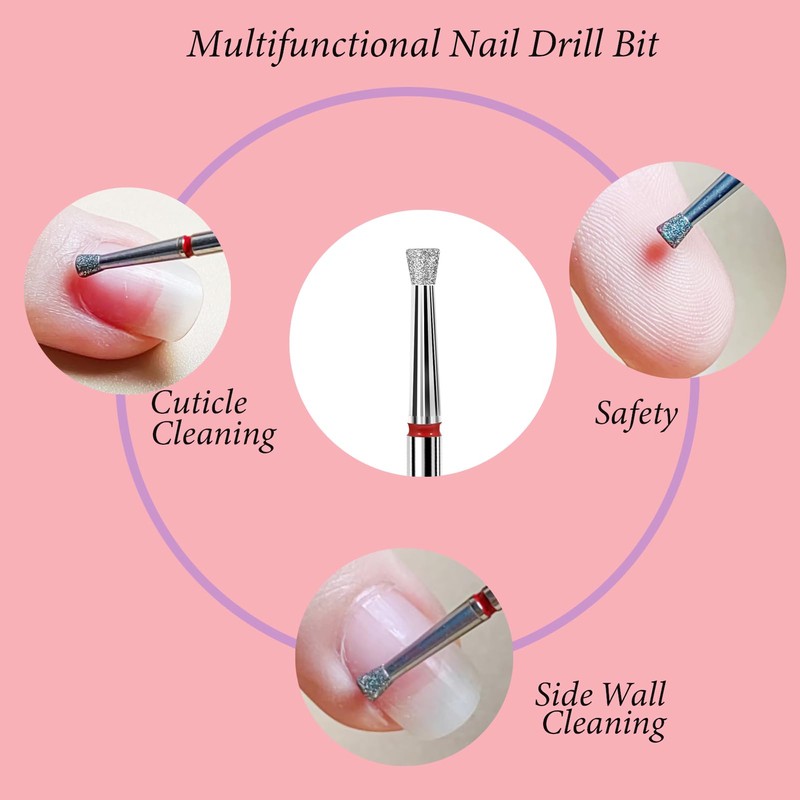 BITNBITH Inverted Tapered Cuticle Nail Drill Bit 3/32" Diamond Professional