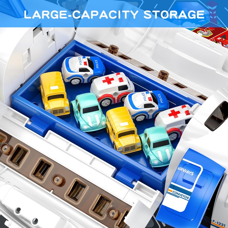 TEMI Kids Aeroplane Toys Race Track Car Toys for 3