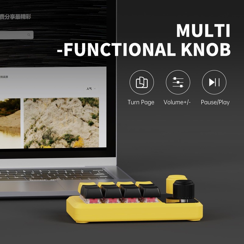Mini Macro Programmable Keypad, One Handed Custom Programmable Gaming Keyboards