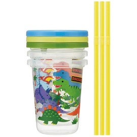 Skater SIH2ST-A Tumbler with Straw, 3 Pieces, Dinosaurus, Made in Japan, 8.1 fl oz (230 ml)