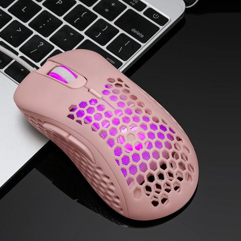 Wired Mouse Hollow Hole Design 3200dpi Lightweight NonSlip Optical Gaming