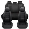 WENNFOUR Full Coverage Black Leather Car Seat Covers Full Set