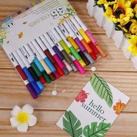 Watercolor Brush Pen Dual Tip Paint Marker Set, 36PCS Flexible Brush and Fineliner Tips, Watercolor Effects perfect for Adult Coloring Books, Manga, Calligraphy, Hand Lettering, Bullet Journal Pens