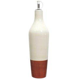 HOME DECO FACTORY, KA0540, Elegant Two-Tone Ceramic Oil Bottle for Oils and Vinegars, Capacity 670 ml, Modern and Practical Design, Ideal for The Kitchen and Table, Orange, White