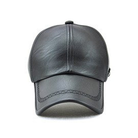 Ueither Men's PU Leather Baseball Cap Peaked Cap Autumn and Winter Baseball Cap Hat, dark brown
