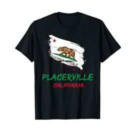 Placerville California Paint Splatter Flag Vacation Souvenir T-Shirt