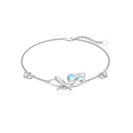 Flpruy Women's 925 Sterling Silver Double Bracelet Zircon Heart Bracelets Adjustable Bracelet Birthday Gift, Sterling Silver
