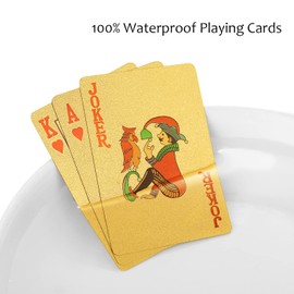 EAY Deck of Cards, Gold Deck of Cards, Gold Playing Cards, Gold Waterproof Playing Cards, Poker Cards, Deck of Waterproof Cards, Washable & Flexible, High-Grade Plastic Material, Use for Party & Game