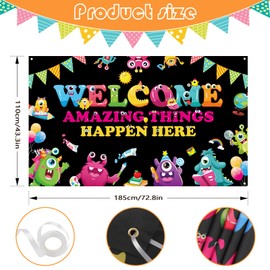 Qpout Back to School Backdrop Welcome Banner for First Day of School Bulletin Board Wall Decor for Kindergarten Pre-school Primary School Large Motivational Posters for Classroom Decoration