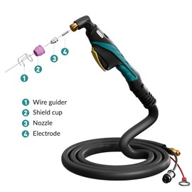 GZ GUOZHI Pilot Arc Plasma Cutting Torch, AG60 3 Meters High Frequency Air Plasma Cutting Torch AG60 Suitable for Plasma Cutter CUT-55HF, CUT-55HFLED, CUT-65HF, CUT-65HFLED, Blue