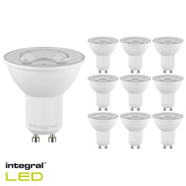 Pack of 10 Integral LED ILGU10DD120 6w GU10 LED spot Bulb (3000k, dimmable, 36° Beam, 600lm =75w) [Energy Class E]