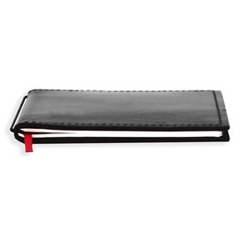 X17 -A6 Notebook / Personal Organiser | 9 mm Thin | 9 mm Thin Black Leather Refillable Notebook (Dots) with Double Pocket, Made in Germany