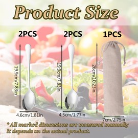 GFTCGK 4-Piece Salad Servers Stainless Steel Salad Servers with Long Handles, Fork and Spoon, and a Storage Bag, for Restaurant, Home, Hotel, Picnic