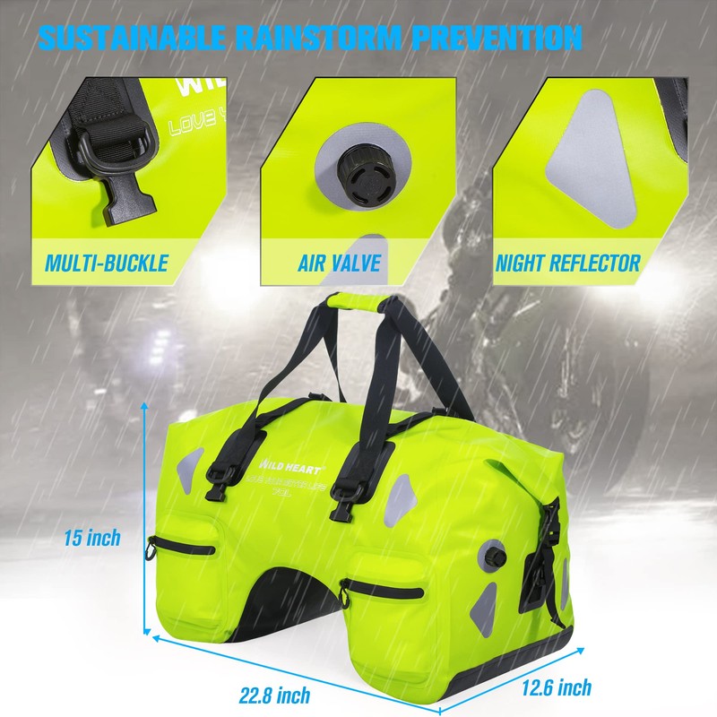 WILD HEART Dry Motorcycle Tail bag 70L With Rope Straps