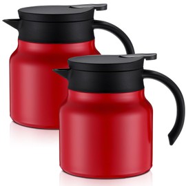 Ziliny 2 Pcs Thermal Coffee Carafe Stainless Steel Coffee Carafes for Keeping Hot/Cold Drinks Double Wall Vacuum Insulated Teapot Beverage Server Dispenser for Milk Tea Hot Chocolates(Red,27 oz)