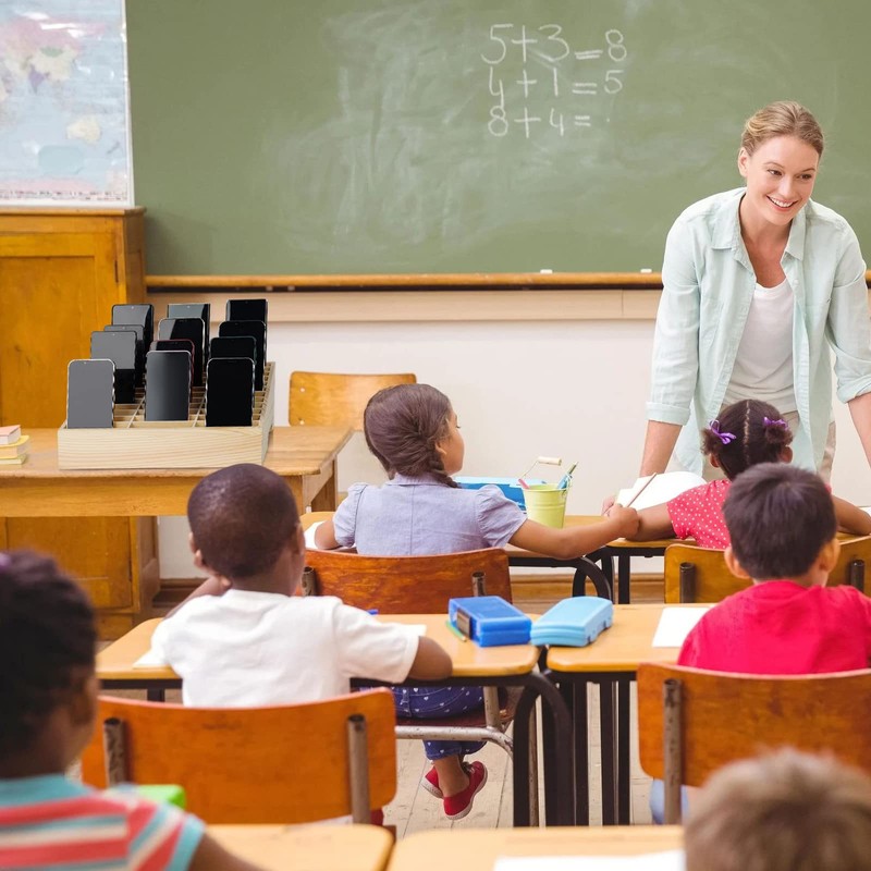 Lzttyee Wooden 36-Grid Cell Phones Storage Box Desktop Mobile Phone