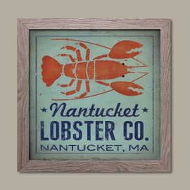 Distressed Nautical Nantucket Lobster Company Print by Ryan Fowler; Coastal Decor; One 12x12 Distressed Framed Print