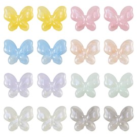 FASHEWELRY 80Pcs Acrylic Butterfly Beads Assorted Cute Pony Beads Glitter Kawaii Animals Beads Bulk Colorful Kandi Bracelet Beads for Necklaces Jewelry Making